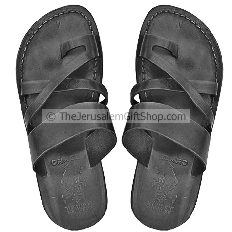 Black leather Biblical Bethlehem Sandals