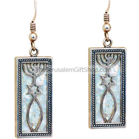 Grafted in Roman Glass Earrings - rectangle
