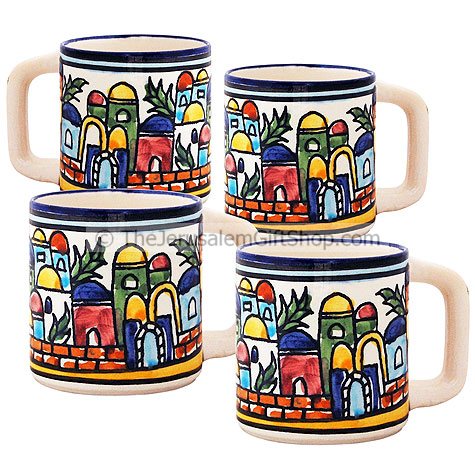 Turkish Coffee Cups Set of 4 - Jerusalem