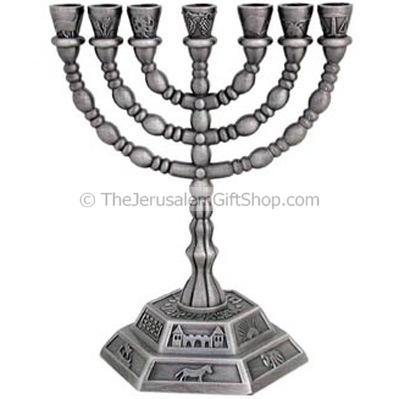 12 Tribes Menorah - pewter