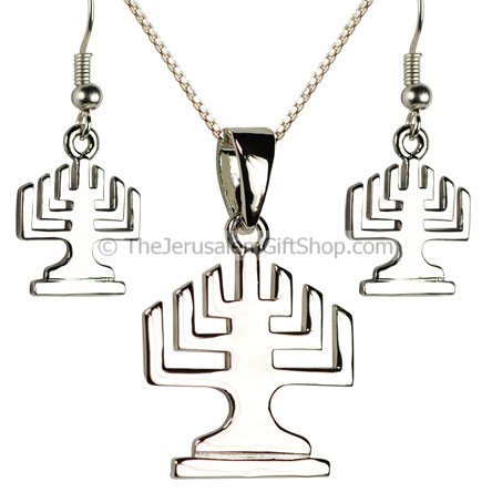 Menorah Pendant and Earring set