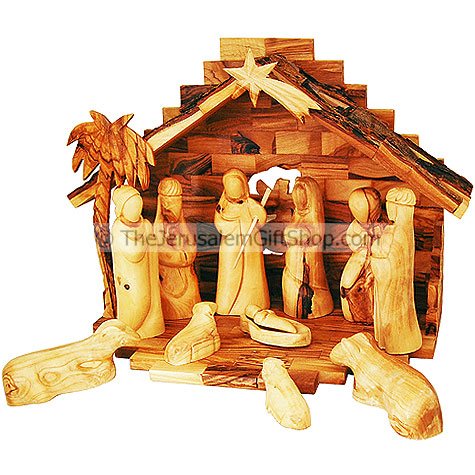 Nativity Set from Olive Wood - 13 piece set