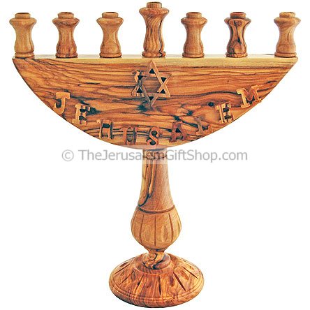 Olive Wood Star of David Menorah