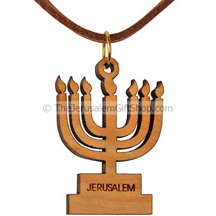 Olive wood Menorah Pendant