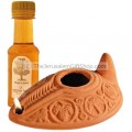 Clay Oil Lamp - Byzantine replica with Olive Oil