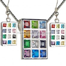 Hoshen pendant earring set - sterling silver