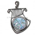 King David Harp Roman Glass Pendant