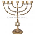 Star David Menorah - Brass 12.5 Inch