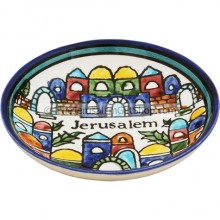 Hand Painted Armenian Ceramic Round Jerusalem Dish