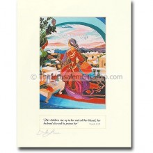 Biblical Art - Proverbs 31:28 by Bracha Lavee