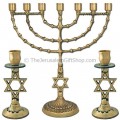Star of David Menorah and matching candlesticks