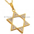 14 Carat Gold Star of David Pendant embedded with 18 real Diamonds