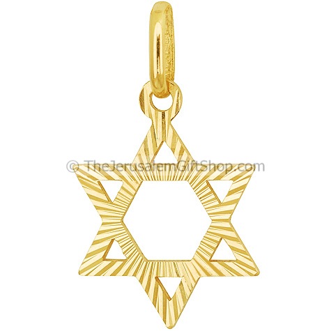 gold star of david. 14 Carat Engraved Gold Star of
