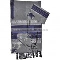 Gabrieli Silk Tallit set - silver and Blue