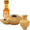 Clay Oil Lamp - Herodian with Jar and Galilee Olive Oil