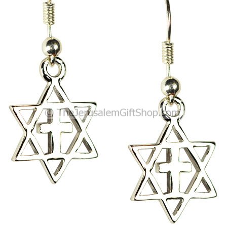 Star of David with Cross Earrings