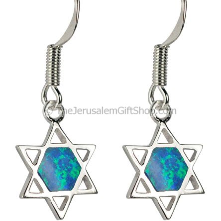 Star of david Opal earrings