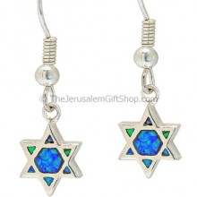 Opal Star of David Earrings