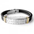Hebrew Blessing Bracelet with 'Praised be Adonai' on the Black Band