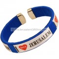 The Wristband with a Heart - 'I Love Jerusalem' on a bright blue and white bracelet