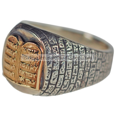 Ten Commandments Gold Silver Ring