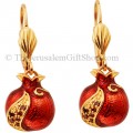Gold fill Pomegranate with red enamel coat and Garnet Earrings