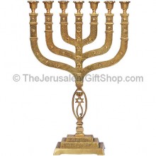 21 Inch Israeli Made Twelve Tribes 'Grafted In' Brass Menorah