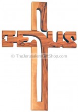 Jesus Cross in Olive Wood