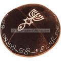 Brown Velvet 'Grafted In' Kippa from the Holy Land