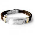 Hebrew Scripture Bracelet with 'If I forget thee, O Jerusalem' on a brown band