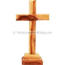 Bethlehem Made Olive Wood Cross on a Stand