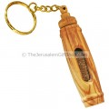 Olive Wood Keychain containing a vial of Holy Land Soil