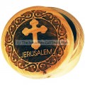 Pill Box Olive Wood with Cross and Jerusalem