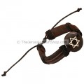 Star of David Button Leather Bracelet