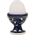 Armenian Ceramic Egg Cup hand painted with blue leaves