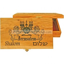Large Olive Wood Box - Lion of Judah