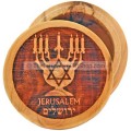 Pill Box Menorah Star David Olive Wood
