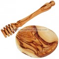Olive Wood Honey Stick and Dish