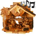 Musical Nativity - Manger hand carved from olive wood in Bethlehem