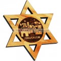 Olive Wood Fridge Magnet with Star of David and Jerusalem