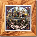 Olive wood Ceramic Coaster - Jerusalem Walls