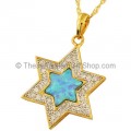36 Diamonds embedded in this stunning 14 carat Gold Star of David Opal Pendant