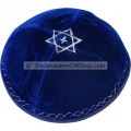 Blue Velvet Star of David with Cross Kippa