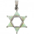 Star of David Light Opal Pendant