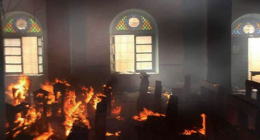 Church in flames in Syria