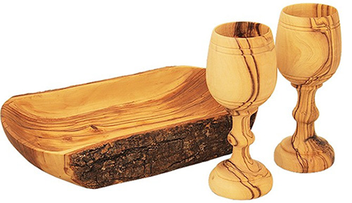 Olive Wood Lords' Supper Cup and Tray