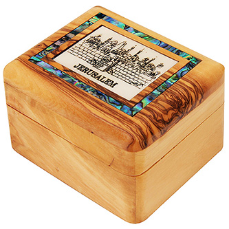 Olive wood Jerusalem jewelry box