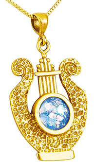 Roman Glass 'King David Harp - Lyre' Pendant 