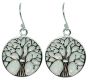 Tree of Life Sterling Silver Earrings with White Opal