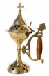 Brass Incense Burner from Jerusalem with a Cross and Wooden Handle